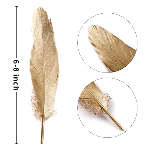 Larryhot Gold Goose Feathers For Cfafts - 6-8 Inch 60 Pcs Natural Feathers For Wedding Party Decorations,Diy Crafts And Clothing Accessories (Gold) #TOP4