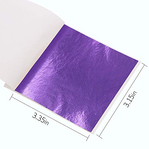 image for KINNO 100 Sheets Imitation Gold Foil Sheets - Purple GoId Leaf Sheets 