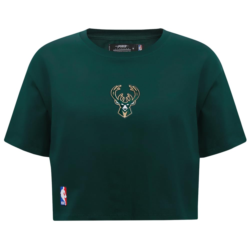 Pro Standard Womens NBA Milwaukee Bucks Retro Classics Short Sleeve Boxy Tee Black XL โ image 1