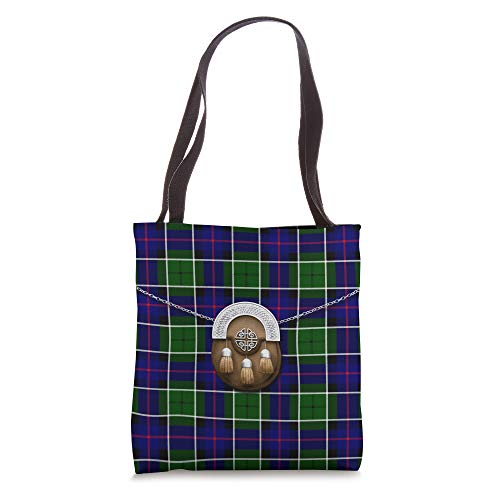 Scottish Clan Leslie Tartan Plaid With Sporran Tote Bag