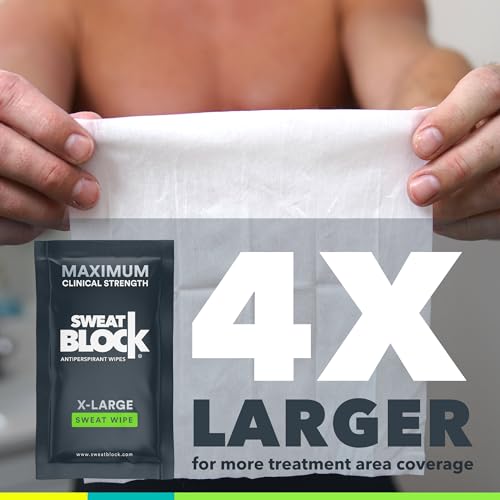 SweatBlock Antiperspirant Body Wipes for Men & Women - Maximum Clinical Strength for Hyperhidrosis & Sweat Control - Stop Sweating w/up to 7-Day Protection per Wipe - Unscented - Pack of 10 Wipes - Thumbnail 4