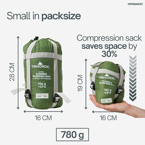 Trinordic Summer Lightweight Sleeping Bag – 780g, with Anti-Snag