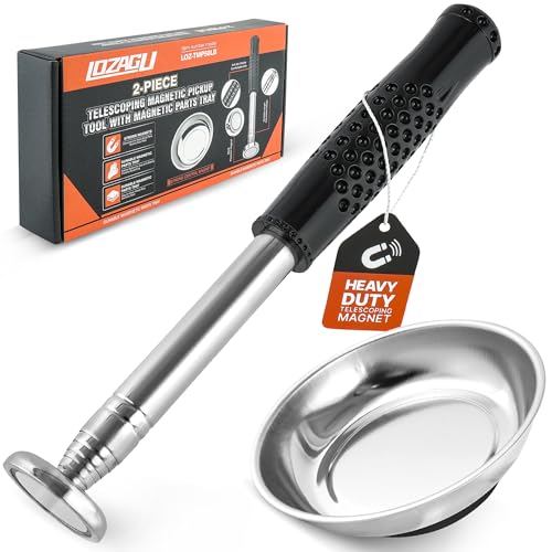 LOZAGU Telescoping Magnetic Pickup Tool with 50lb Pull Force, Magnet Stick Extendable up to 41in, Telescopic Magnetic Pick-Up Tool with Parts Tray