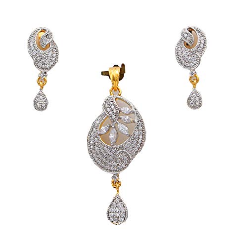 Multi white cubic zirconia en cobre chapado en oro con acabado premium