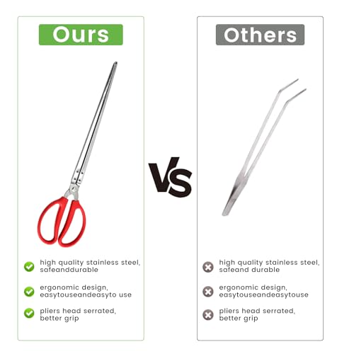 Image of Reptile Feeding Tongs, 15 Inch Stainless Steel Reptile Feeding Tongs Long Handled Tweezers Tipped Feeding Tool for Fish Aquariums Reptiles Snakes Lizard Gecko Spider and Bird