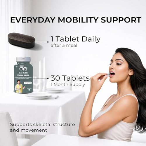 Image of OYB Bone Buddy Tablets with Vitamin D3, C, E, Collagen & Magnesium - Bone Strength & Joint Flexibility Support, Promotes Healthy Cartilage & Mobility, 30 Tablets