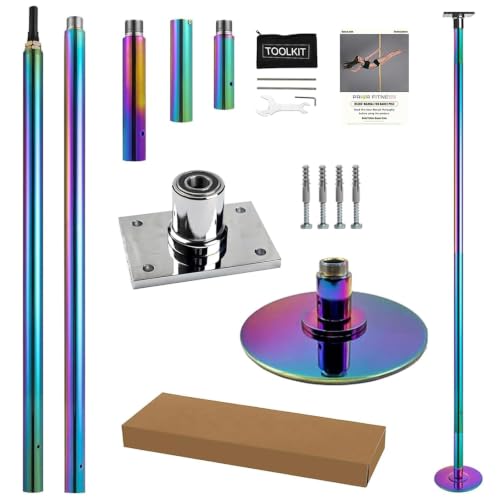 PRIOR FITNESS Barre de pole dance fixe 45 mm pour usage domestique | Fixe permanente, hauteur réglable 2,2–2,7 m, charge 200 kg, rotatif/statique, acier renforcé, appart, studio, club fitness