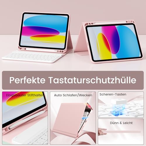 GKABXY Hülle mit Tastatur für iPad A16 11/10 Generation 2025/2022, 11/10.9" – Ansicht 5