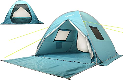 Porayhut Uv50+ Beach Tent Deluxe Pop Up Sun Shelter Portable Privacy Shelter Windproof Cabana With 2 Doors For Family 4-5 Person Vacation Fishing And Camping With Light Weight Carry Bag #TOP4