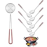 Fondue Sieb mit Deckel Inox 8 Stück, Fondue Siebchen Fondue Körbchen Edelstahl, Küchenutensilien Sieblöffel für Hotpot Fleischbällchen Essen Braten, Heim und Restaurantnutzung (A)