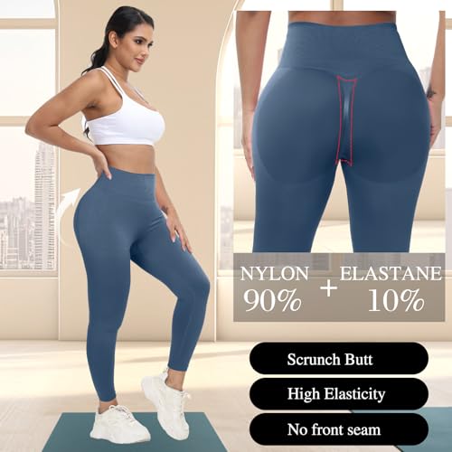 Coume 3 Pcs Womens Workout Leggings Butt Lifting Seamless Scrunch Yoga Pants Tummy Compression Medium Waist Tights3