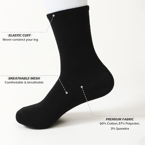 Crew Socks for Women & Man Casual Breathable LightWeight Athletic Calf Socks for running Size 5-132