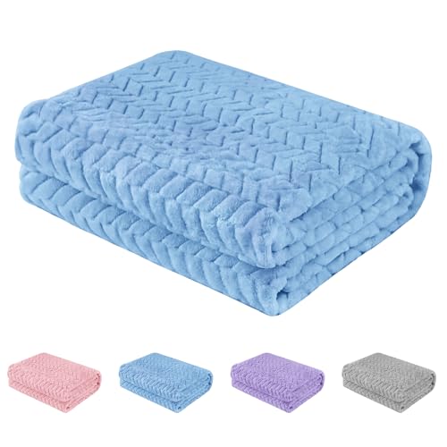 Image of Baby Blanket Flannel, Cozy Throw Blankets for Newborn Infant and Toddler, Super Soft and Warm Receiving Baby Blanket for Crib Stroller (Blue 30 * 40")