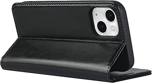 Étui portefeuille iPhone 13 Pro noir en cuir PU avec porte-cartes