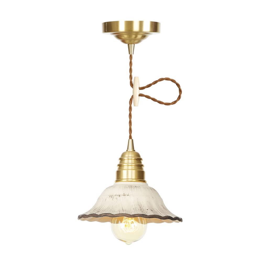 FYZDLAOR Brass+Ceramic Pendant Light, Modern Pendant Light with Adjustable Height,for Living Room Bedroom Restaurant Cafe Teahouse Bar Dining Room Club（E27）