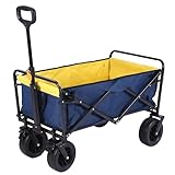 Festival-Transportwagen auf Rädern, Robuster, Zusammenklappbarer Bollerwagen mit Verstellbarem Griff, Tragbarer Campingwagen für Strand, Garten, Picknick und Einkaufen,Blue