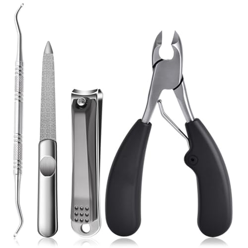 Xynovate 4 Pcs Alicates Uñas Kit Profesional, Cortauñas para Ancianos Uñas Gruesas, Precisión Alicates Cortaúñas para Gruesas y Duras
