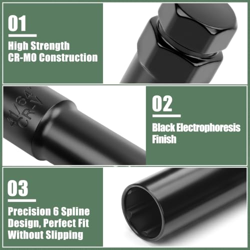 Image of 6 Spline Lug Nut Socket Set Include 1 /2 inchDrive and 13 /16 inch&3 /4 inch Hex Style for M12x1.5,M12x1.25,1 /2 inch-20 Small Six Splined Nuts, Can Install with Hand Wrench and Impact Socket Key