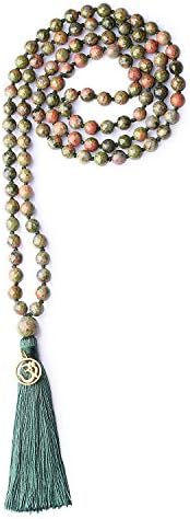 COAI OM Charm Hand Knotted Tassel 108 Mala Beads Necklace