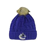 ZHATS Women's Standard NHL Officially Licensed Beanie Faux Fur Pom, Team Color, One Size