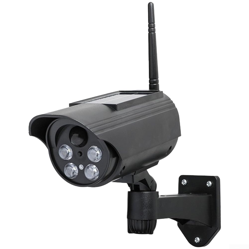Telecamere di sicurezza finte per esterni solari con sensore di movimento, rotazione a 360 gradi, luce rossa lampeggiante, telecamere di sorveglianza fittizie per casa, giardino, cortile, deterrenza
