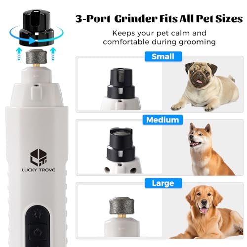 2026 Upgraded Silent Groom Pro Pet Nail Grinder,5-Speed Dog Nail Grinder with Led Light, 45db Quiet Painless Paws Grooming & Smoothing for Small Medium Large Dogs & Cats (1+2*Replacement Head) (White) — view 6
