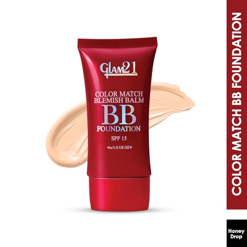 Image of Glam 21 Color Match BB Foundation SPF15 I Dual Purpose of Foundation & Sunscreen Blemish-free Glow |Non-cakey Daily Use | Non-greasy & Lightweight | Long-lasting Radiant Makeover| 46gm - 02 Honey Drop
