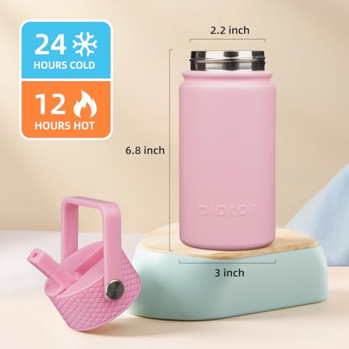 Image of BJPKPK Insulated Water Bottle, 15oz Stainless Steel with Straw Lid