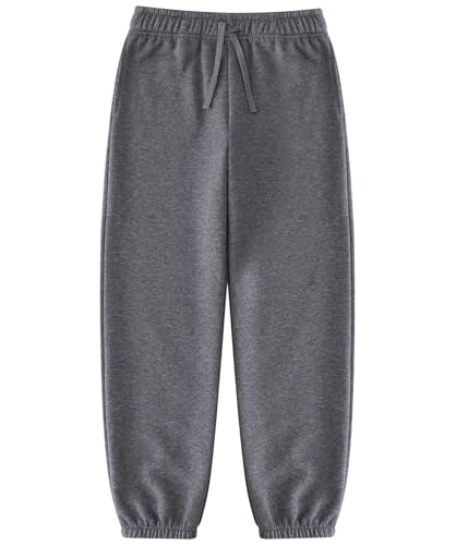 Boys Fleece Sweatpants with Drawstring, Athletic Pants with Pockets, Warm Lined Activewear, Size 4-163