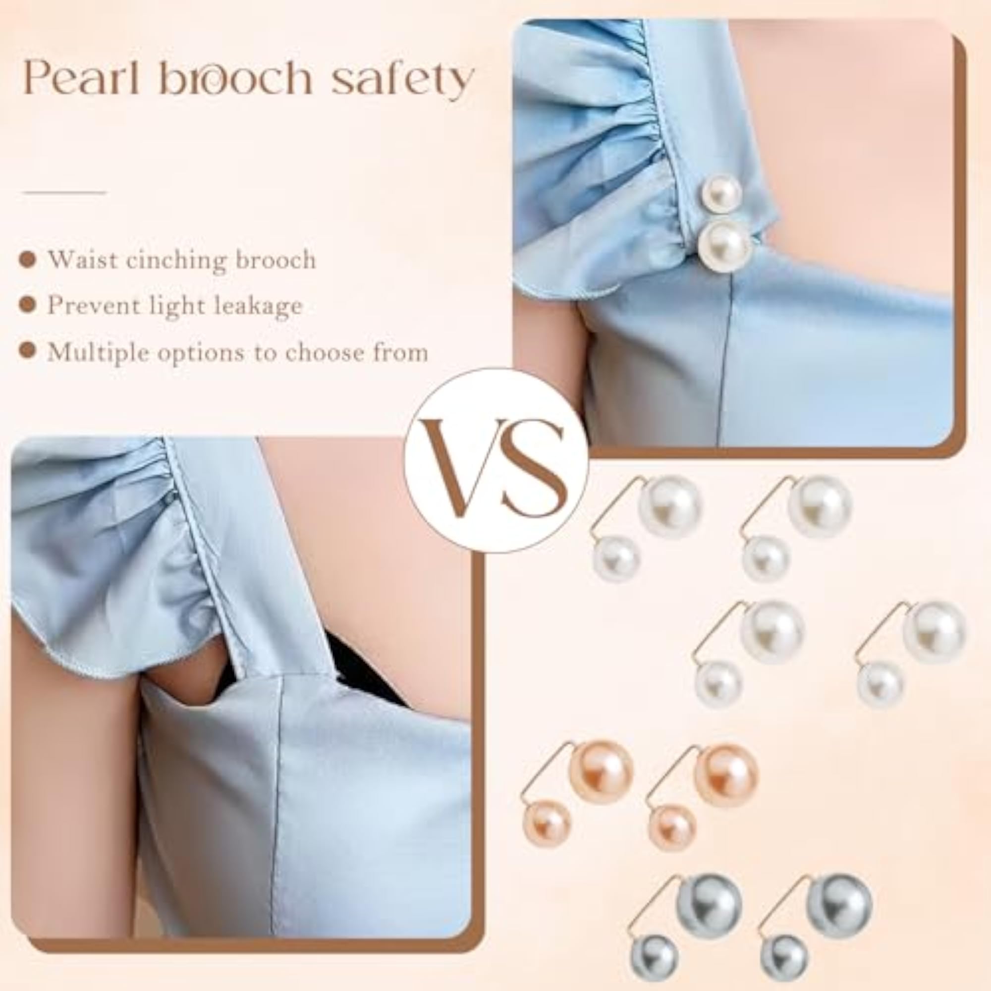 8pcs Artificial Pearl Brooch Saree Pin Set