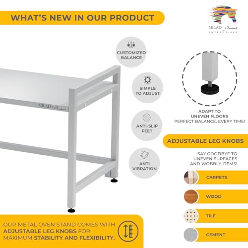 Image of SAIFIX Microwave Stand for Kitchen Platform | Multipurpose Rack for Storage | Oven & Microwave Storage Rack | Air Fryer Stand | Mixer Grinder Stand for Kitchen (60 * 35 * 38 cm, White-02)