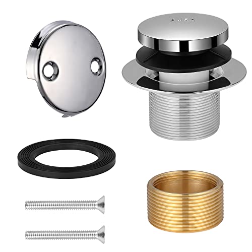 Tip Toe Bathtub Drain Conversion Kit Assembly, Tub Drain Plug Trim Set Bath Tub Drain Stopper With Two-Hole Overflow Faceplate (Chrome Plated) #TOP3