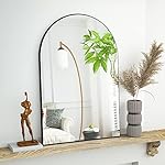 HARRITPURE 24"x36" Arched Bathroom Mirror - Wall Mounted Mirror - Black Arch Mirror - Aluminum Alloy Frame Bathroom Mirror Living Room, Bedroom, Bathroom and Entryway