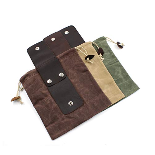 Foraging Bag,Mushroom Foraging Bag Waxed Canvas Tinder Waterproof Small Leather Pouch Hunting Bag Fanny Pack For Dog Training Bushcraft Belt (Green) #TOP5