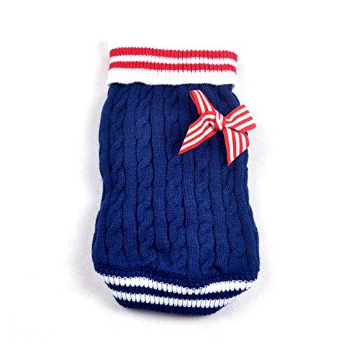 SMALLLEE_LUKCY_Store Hunde Katzen Pullover Strickjacke Winter Kleidung für Kleine Hunde Katzen Welpen Kätzchen Chihuahua Mops Französische Bulldogge Blau XXS