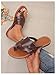 GORGLITTER Women's Leather Toe Ring Sandals Dressy Cute Summer Slip on Slides Wide Width Beach Vacation Flats Sandals Brown 9