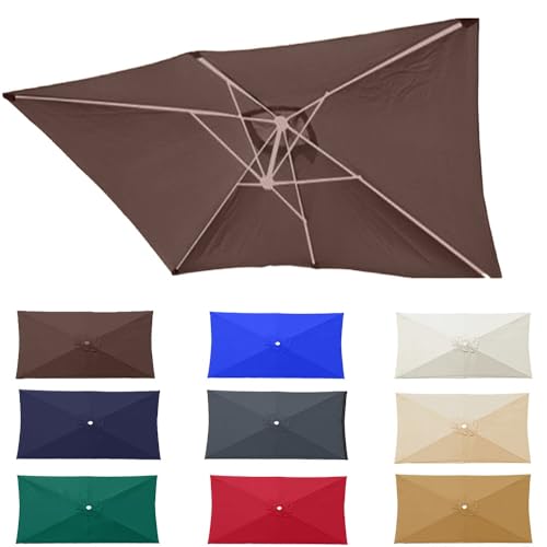 Toldo de repuesto para sombrilla rectangular de 2x3m café con 6 varillas 2