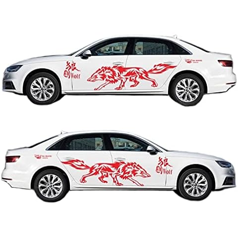 TangDao Car Sticker Wolf Totem Personalised Modified Body Sticker Whole Car Sticker 63 Inches (Red) Cover