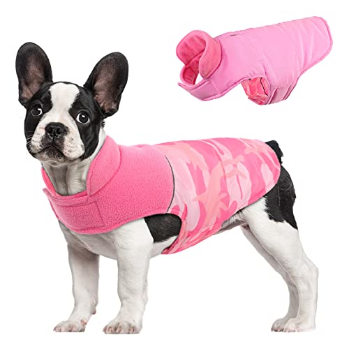 Dora Bridal Reversible Dog Jacket Dog Coat-Camouflage Dog Winter Coat With Leash Hole-Polar Fleece Dog Coats For Medium Dogs-Windproof Camo Dog Cold Weather Coats-Winter Coats For Dogs-Camo Pink-M #TOP14