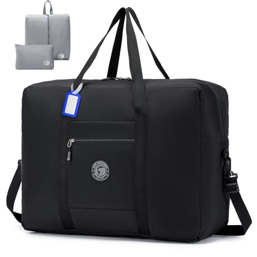 BAGZY Handgepäck Tasche 55x40x20 Faltbar für TUI Airways Lufthansa Ryanair, 45L Groß Reisetasche Flugzeug Leicht Wasserdicht Sporttasche Gym Duffle Bag für Weekender Krankenhaustasche Herren & Damen
