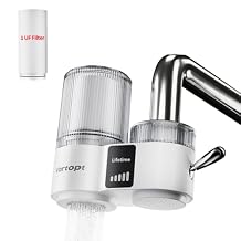 Vortopt T9-UF Faucet Water Filter for Kitchen Sink, NSF/ANSI 42 Certified Tap Water Purifier with Smart Filter Life Display, 0.01 Micron Ultrafiltration, 400 Gallon Capacity, White