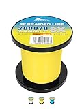 BLUEWING Braided Fishing Line 8 Strands, 300yd/500yd/3000yd 15-120LB PE Thin Diameter & Abrasion Resistant Fish String for Saltwater, Blue, White, Yellow