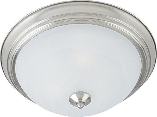 Flush Mount Finish / Shade Color: Marble/Satin Nickel, Size: 6" H x 14" W