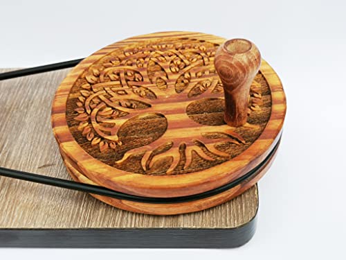 Image of Hind Handicrafts Wooden Yarn Ball Winder for Knitting Crocheting - Handcrafted - Natural Hand Operated - Knitter's Gifts Center Pull Ball Winder (Tree of Life 1A)