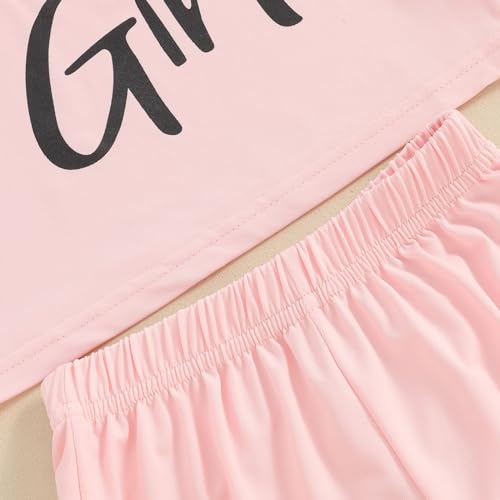 Image of Toddler Little Girl Clothes Summer Sleeveless Daddys Girl Letter Tank Tops Shorts Set 2Pcs Kids Casual Outfits