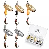 Zylaxio Trout Spinners, Rust-Resistant Brass Spinner Fly Lures, 5PCS 0.1oz Fishing Lures for Trout, Bass, Salmon, Pike & Smallmouth Bass, Stream and River Fishing (Style A-0.1oz/5PCS)