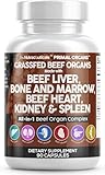 Clean Nutraceuticals Grass Fed Beef Liver Capsules - Premium Quality Supplement Packed with Desiccated, Beef Heart, Spleen, Pancreas Plus Bone & Marrow Dao Enzyme Pills