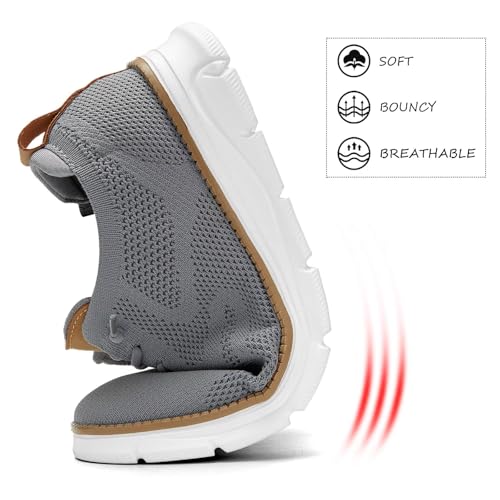 Image of Mens Casual Dress Shoes Fashion Mesh Oxfords Business Walking Work Sneakers Comfortable Lightweight Soft Sole Grey
