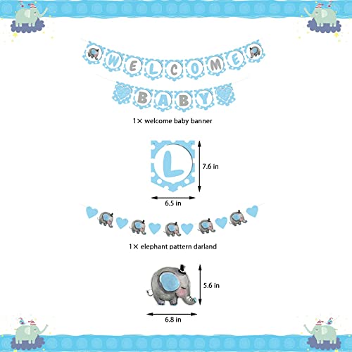 Blue Elephant Baby Shower Decorations For Boy Kit, Welcome Baby Banners, Elephant Garland, Elephant Foil Balloons, Invitation Card, Favor Stickers, Cake Toppers & Elephant Cards #TOP3