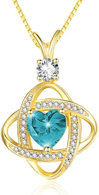 HeartMelody Infinity Necklaces for Women Gold 14K 18K White Gold Plated Dainty Heart Birthstone Pendant, Everyday Necklace Jewelry Anniversary Christmas Birthday Gifts for Wife Mom